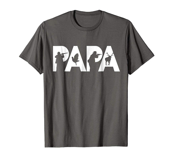 Cutest Hunter Dad Funny Papa Hunting Father Gift Top Tee  T-Shirt Asphalt