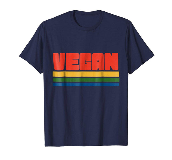 Hot Vegan Retro Style Veganism Proud Vegan Gift  T-Shirt Navy