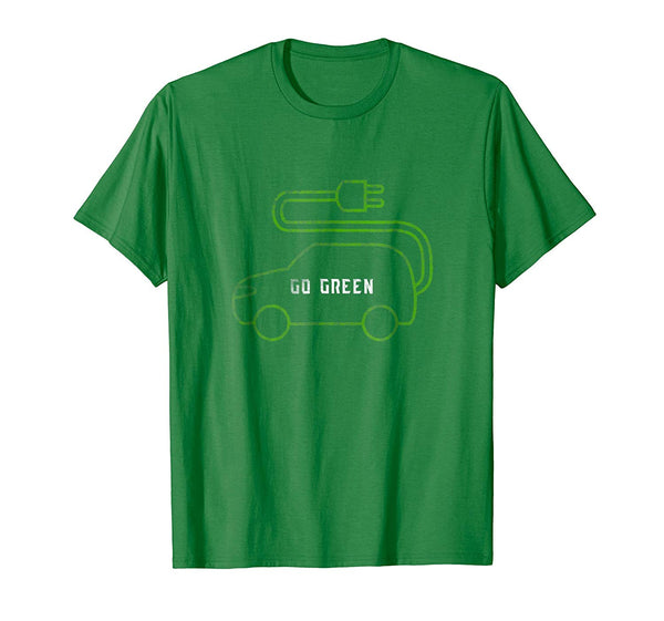 Great Electric Car Owner Gift Ecology Go Green Funny Tee  T-Shirt Kelly Green