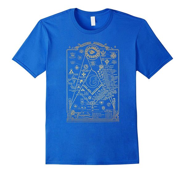 Funny Structure Of Freemasonry Square And Compass Diagram  T-Shirt Royal Blue