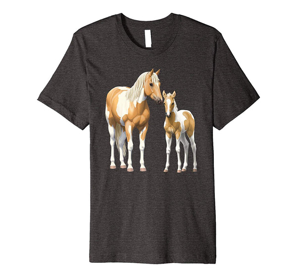 Beautiful Palomino Pinto Mare &amp; Foal Paint Horses  T-Shirt Dark Heather