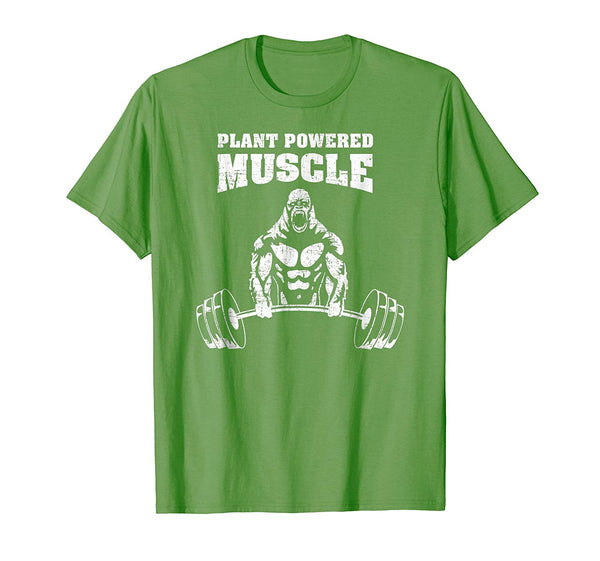 Hot Plant Powered Muscle Vegan Power Bodybuilding  T-Shirt Grass