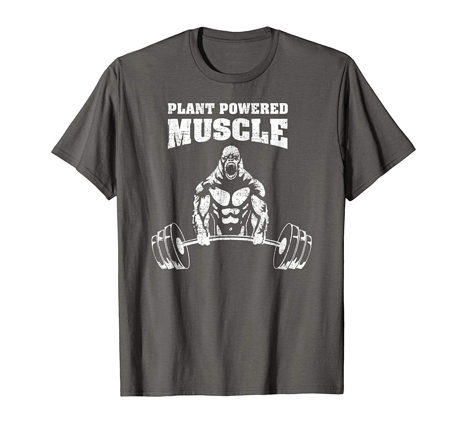 Hot Plant Powered Muscle Vegan Power Bodybuilding  T-Shirt Asphalt