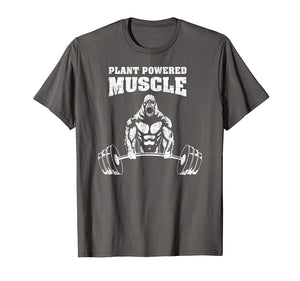 Hot Plant Powered Muscle Vegan Power Bodybuilding  T-Shirt Asphalt