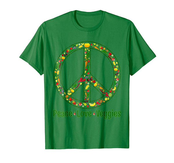 Hotest Peace Love Veggies Vegan Vegetarian Novelty Gift  T-Shirt Kelly Green