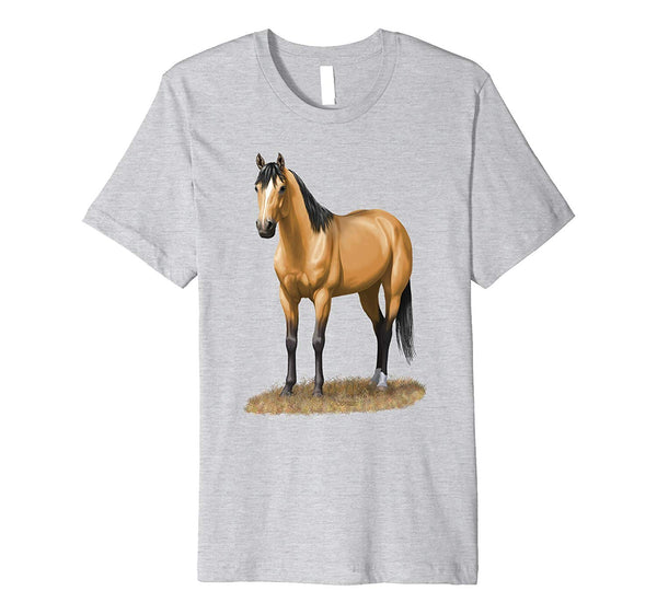 Adorable Beautiful Buckskin Dun Quarter Horse  T-Shirt Heather Grey