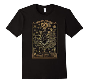 Funny Structure Of Freemasonry Square And Compass Diagram  T-Shirt Black