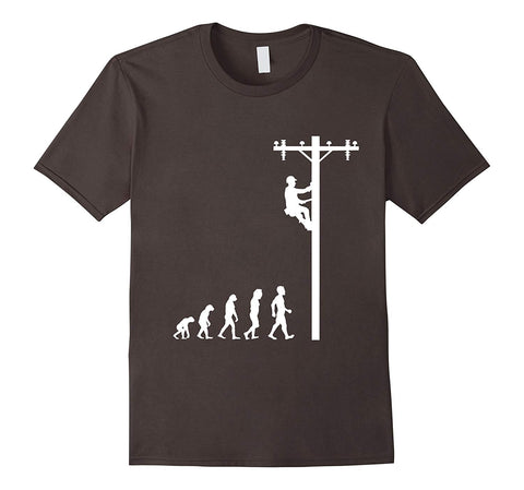 Cool Evolution Of Lineman Funny Electrician Gift  T-Shirt Asphalt