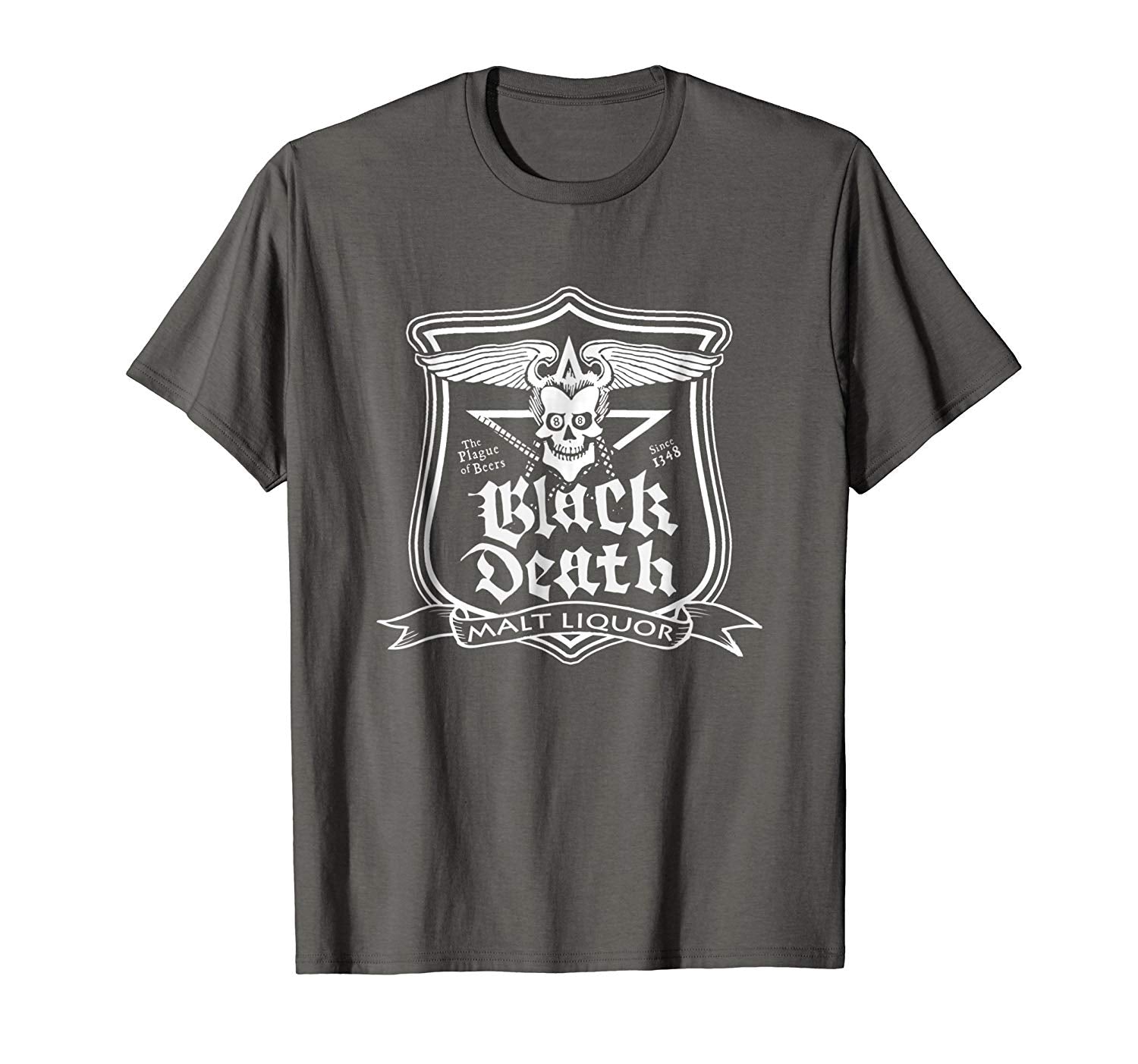 Cute Black Death Malt Liquor Funny Beer  T-Shirt Asphalt