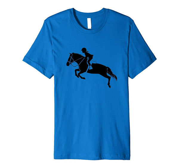 Funny English Riding Hunter Jumper Girl Riding Horse  T-Shirt Royal Blue