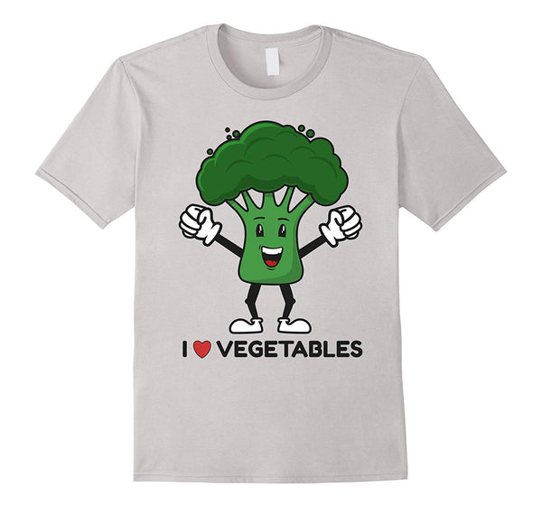 Hotest I Love Vegetables Vegan Vegetarian Fun Food Broccoli  T-Shirt Silver