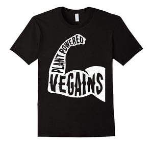 Great Vegains Vegan Gym Plant Powered Vegan Bodybuilding  T-Shirt Black