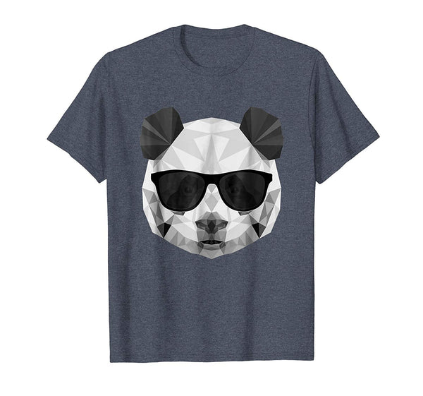 Wonderful Panda Panda Polygonal  T-Shirt Heather Blue