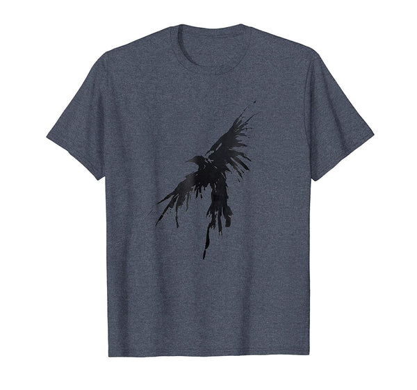 Cute Crow Raven Distressed Flying Bird Crow  T-Shirt Heather Blue