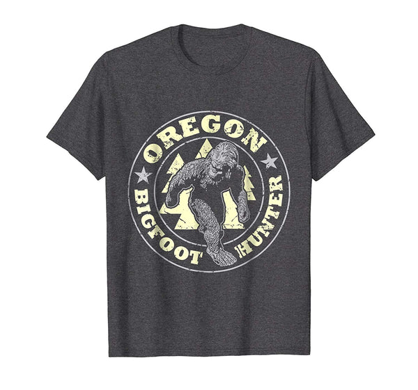 Cute Oregon Bigfoot Hunter Believe  T-Shirt Dark Heather