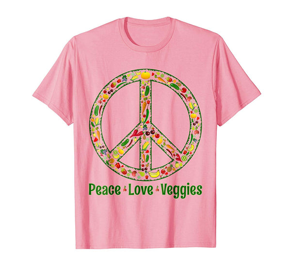 Hotest Peace Love Veggies Vegan Vegetarian Novelty Gift  T-Shirt Pink