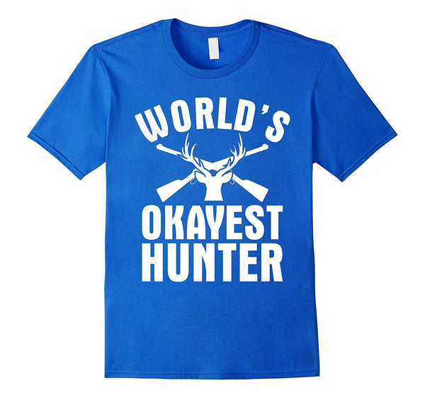 Wonderful World's Okayest Hunter Funny Hunting Gift  T-Shirt Royal Blue