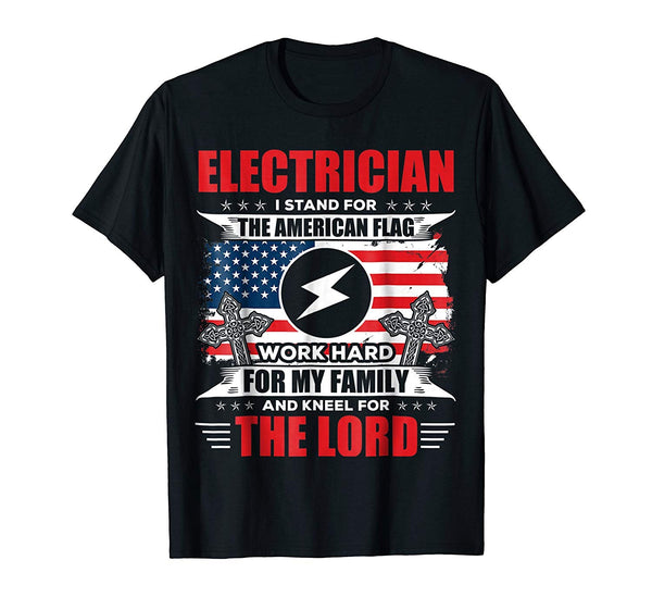 Adorable Electrician American Flag Electrician Tee Gift  T-Shirt Black