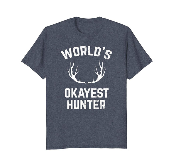 Wonderful World's Okayest Hunter Funny Hunting  T-Shirt Heather Blue