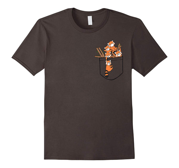 Hot Cute Red Panda Adorable Pocket Pandas Gift  T-Shirt Asphalt