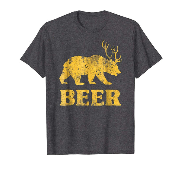 Hotest Bear Deer Beer Funny  T-Shirt Dark Heather