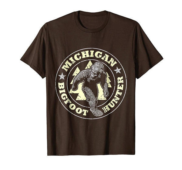 Wonderful Michigan Bigfoot Hunter Believe  T-Shirt Brown