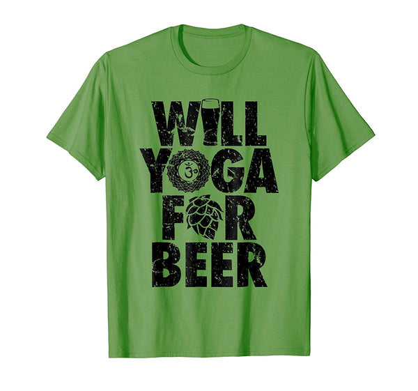 Hotest The Original Will Yoga For Beer Funny  T-Shirt Grass