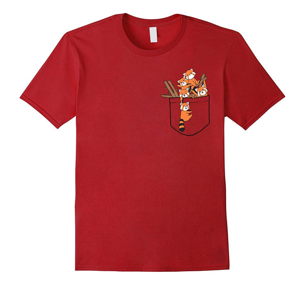 Hot Cute Red Panda Adorable Pocket Pandas Gift  T-Shirt Cranberry