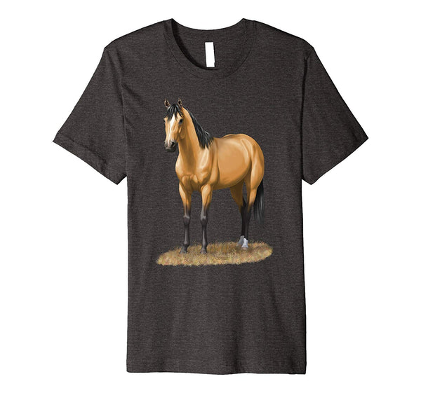 Adorable Beautiful Buckskin Dun Quarter Horse  T-Shirt Dark Heather