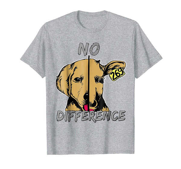 Cute No Difference Dog Cow Vegan  T-Shirt Heather Grey