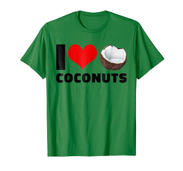 Cute I Love Coconuts For Vegans Vegetarians  T-Shirt Kelly Green