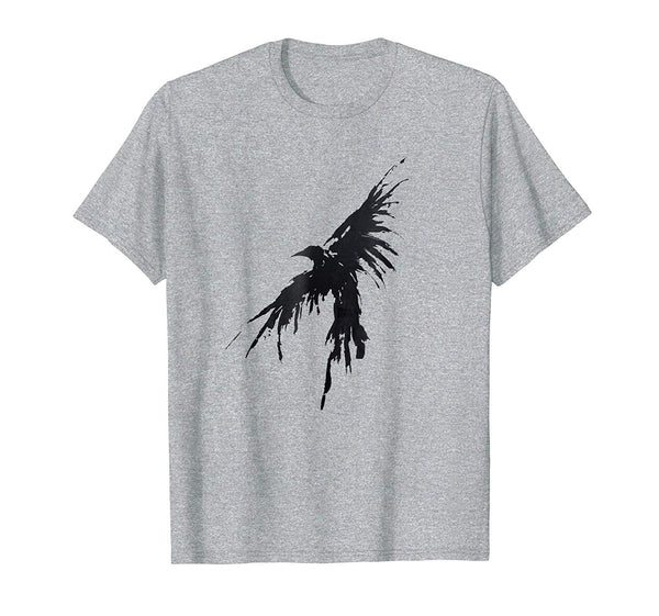 Cute Crow Raven Distressed Flying Bird Crow  T-Shirt Heather Grey