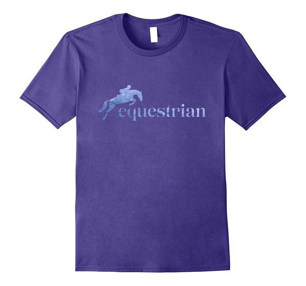 Wonderful Horse Riding English Equestrian Hunter Jumper  T-Shirt Purple