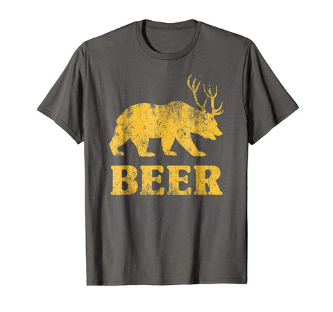 Hotest Bear Deer Beer Funny  T-Shirt Asphalt