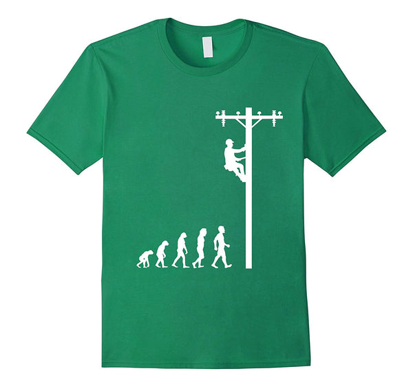 Cool Evolution Of Lineman Funny Electrician Gift  T-Shirt Kelly Green