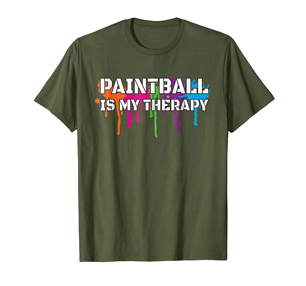 Great Paintball Gift Funny Tee Paintball Is My Therapy  T-Shirt Olive