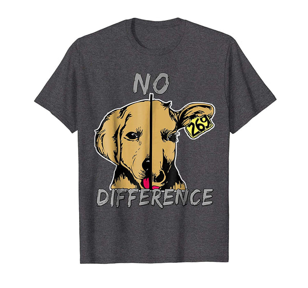 Cute No Difference Dog Cow Vegan  T-Shirt Dark Heather