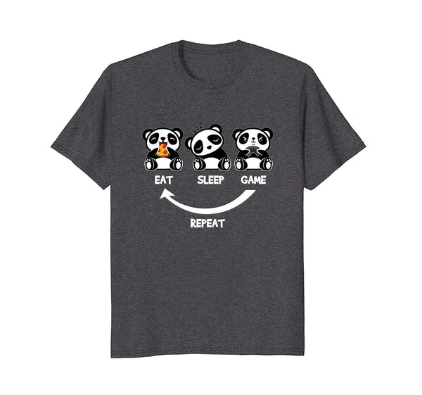 Cutest Panda Bear Eat Sleep Game  T-Shirt Dark Heather