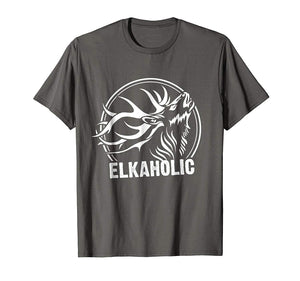 Cutest Elkaholic Funny For Elk Hunters  T-Shirt Asphalt