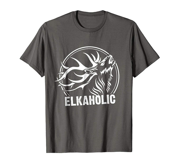 Cutest Elkaholic Funny For Elk Hunters  T-Shirt Asphalt