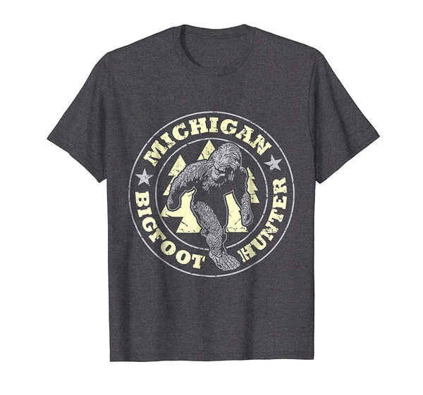 Wonderful Michigan Bigfoot Hunter Believe  T-Shirt Dark Heather