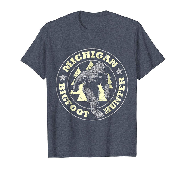 Wonderful Michigan Bigfoot Hunter Believe  T-Shirt Heather Blue