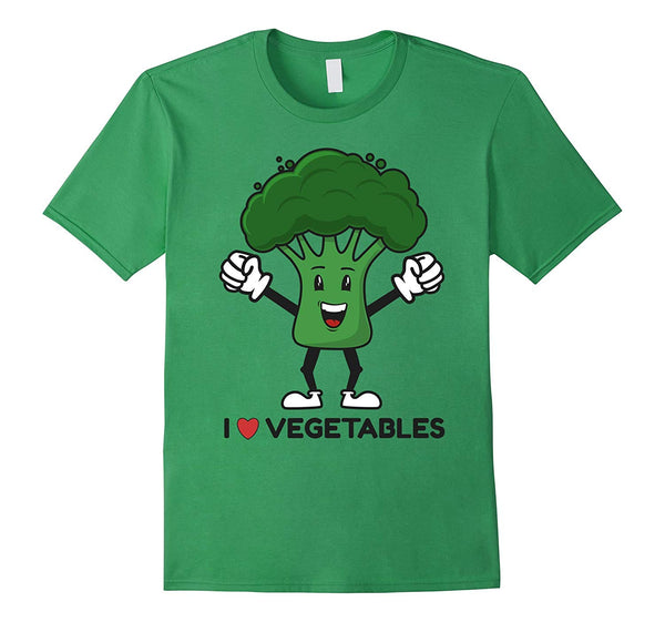 Hotest I Love Vegetables Vegan Vegetarian Fun Food Broccoli  T-Shirt Grass