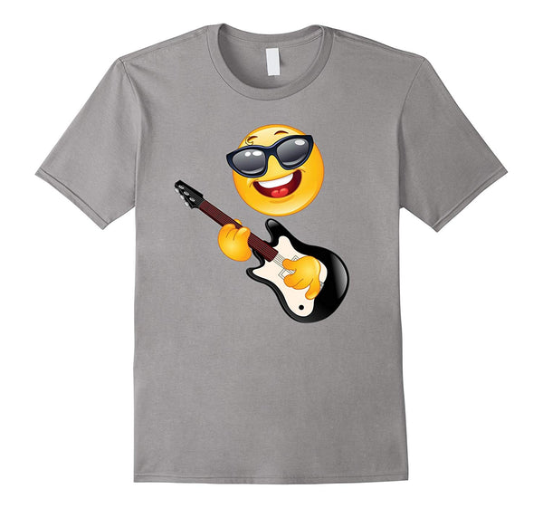 Adorable Guitar Emoj Rockstar Guitarist Music Rock Electric  T-Shirt Slate