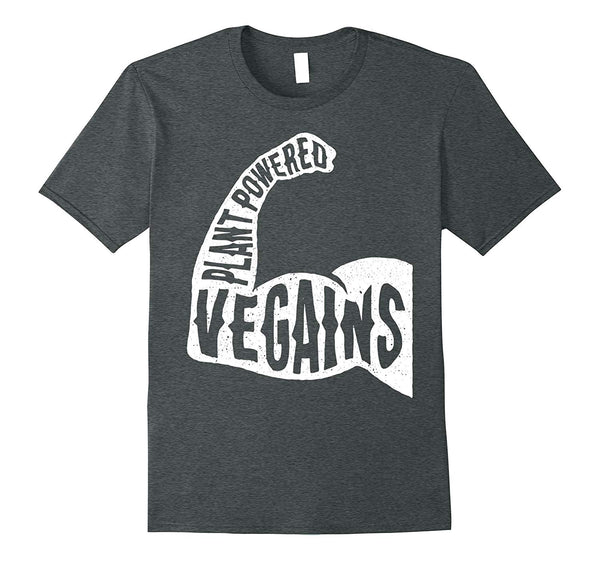 Great Vegains Vegan Gym Plant Powered Vegan Bodybuilding  T-Shirt Dark Heather