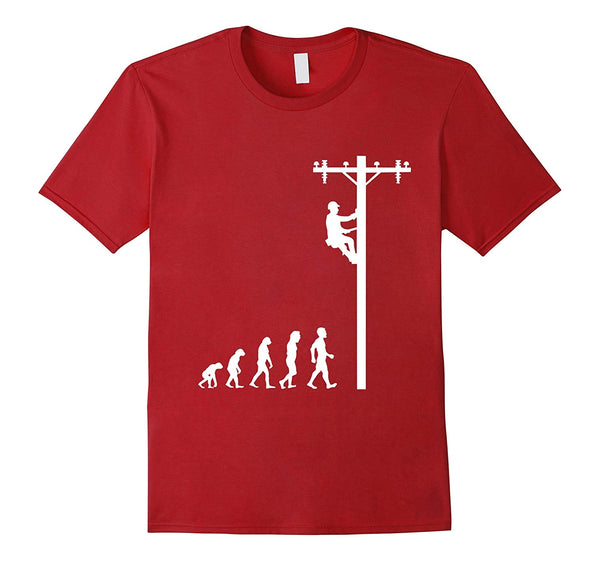 Cool Evolution Of Lineman Funny Electrician Gift  T-Shirt Cranberry