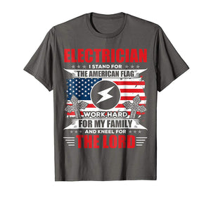 Adorable Electrician American Flag Electrician Tee Gift  T-Shirt Asphalt