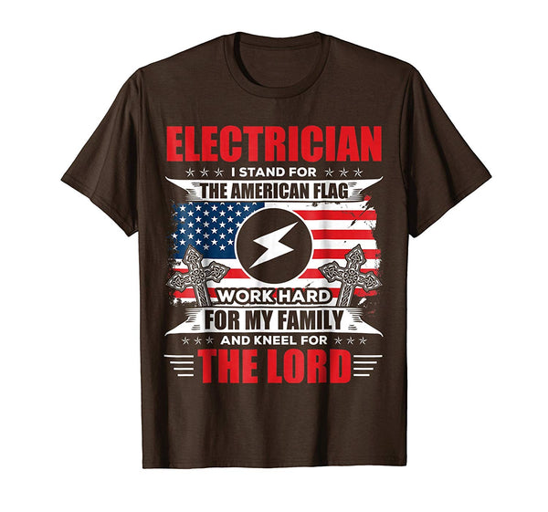 Adorable Electrician American Flag Electrician Tee Gift  T-Shirt Brown