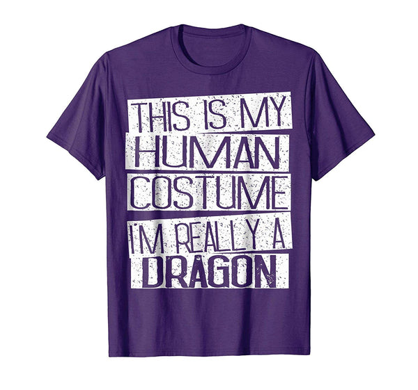 Adorable This Is My Human Costume I'm Really A Dragon  T-Shirt Purple