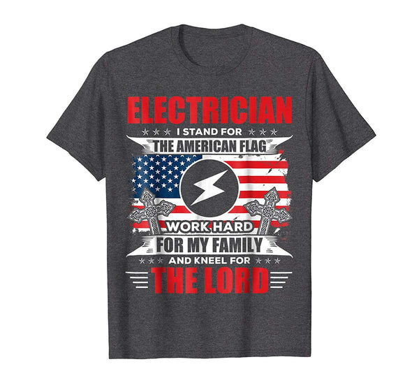 Adorable Electrician American Flag Electrician Tee Gift  T-Shirt Dark Heather